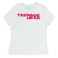 White Teenage Head Print (Pink) Plain Ladies Tee - PixelFlow