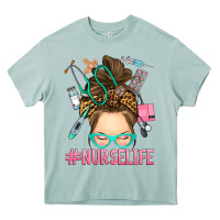 Arona messy bun nurse life Heavy Core Tee - RanaPortraitStore