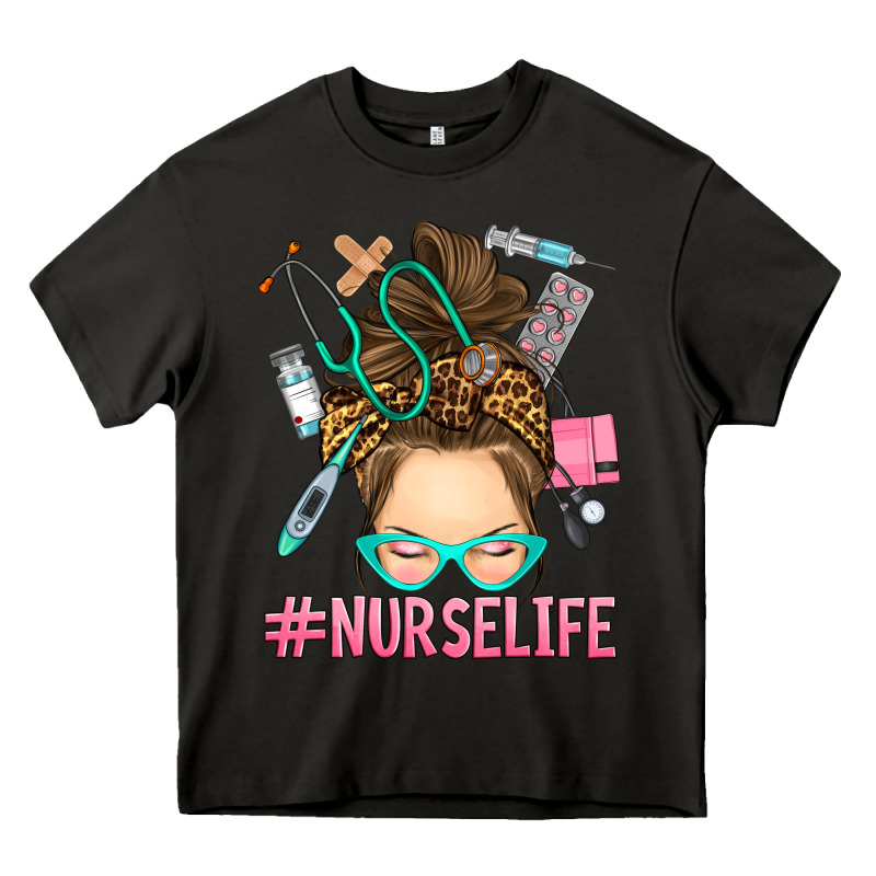 Messy Bun Nurse Life Heavy Core Tee by RanaPortraitStore | Teevron