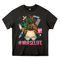 Asphalt messy bun nurse life Heavy Core Tee - RanaPortraitStore