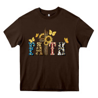 Chocolate Brown Faith USA sunflower 4th of july Heavy Core Tee - HowdyJamesFarm