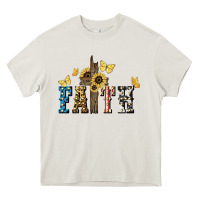 Cream Faith USA sunflower 4th of july Heavy Core Tee - HowdyJamesFarm