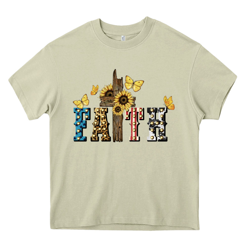 Faith Usa Sunflower 4th Of July Heavy Core Tee by HowdyJamesFarm | Teevron