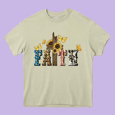 Faith Usa Sunflower 4th Of July Heavy Core Tee Designed By Howdyjamesfarm