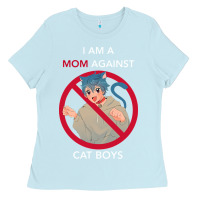 Baby Blue i am a mom against cat boys Ladies Tee - PixelFlow