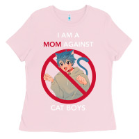 Bubblegum Pink i am a mom against cat boys Ladies Tee - PixelFlow