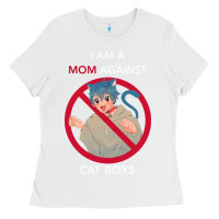 White i am a mom against cat boys Ladies Tee - PixelFlow