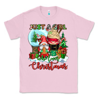 Bubblegum Pink just a girl who loves christmas Classic Tee - CowGirlArtShop
