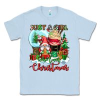 Dusty Blue just a girl who loves christmas Classic Tee - CowGirlArtShop