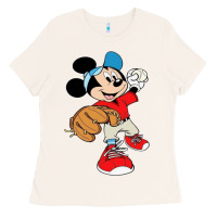Bone micky-playing-baseball-cartoon-illustration-- Ladies Tee - PixelFlow