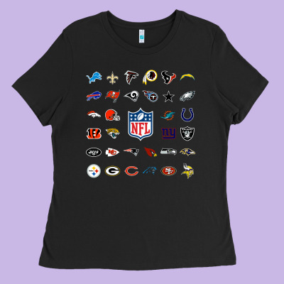 American Football Team Collage    Wall Art Ladies Tee Designed By Pixelflow