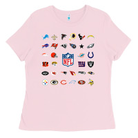 Bubblegum Pink american football team collage    wall art Ladies Tee - PixelFlow
