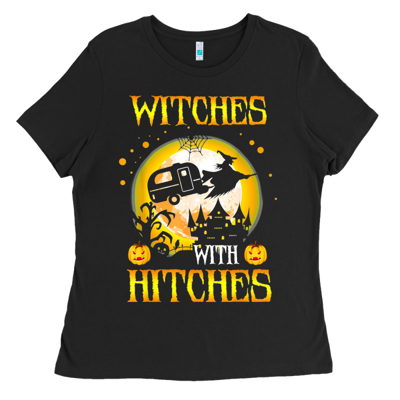 Witches With Hitches Funny Halloween Costume Gift Ladies Tee by PixelFlow | Teevron
