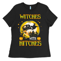 Black witches with hitches funny halloween costume gift Ladies Tee - PixelFlow
