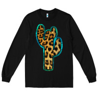 Black Turquoise Leopard Cactus Long Sleeve Tee - RanaPortraitStore