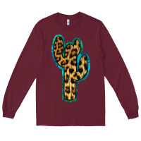 Burgundy Turquoise Leopard Cactus Long Sleeve Tee - RanaPortraitStore