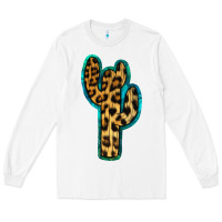 White Turquoise Leopard Cactus Long Sleeve Tee - RanaPortraitStore
