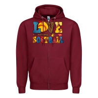 Burgundy love softball Zipper Hoodie - AdoDesignShop