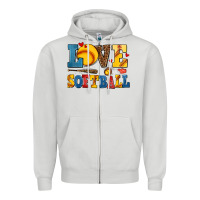 Dove Grey love softball Zipper Hoodie - AdoDesignShop