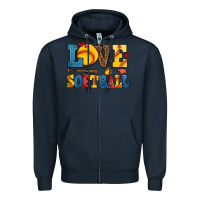 Navy love softball Zipper Hoodie - AdoDesignShop