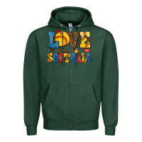 Sports Green love softball Zipper Hoodie - AdoDesignShop