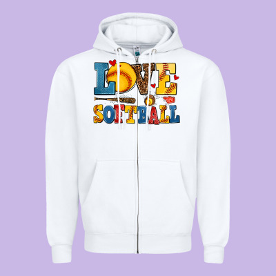 Love Softball Zipper Hoodie Designed By Adodesignshop