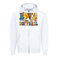 White love softball Zipper Hoodie - AdoDesignShop