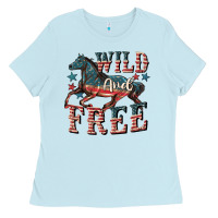 Baby Blue Wild and free 4th of july Ladies Tee - CowGirlArtShop