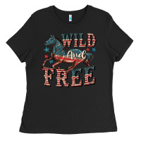 Black Wild and free 4th of july Ladies Tee - CowGirlArtShop