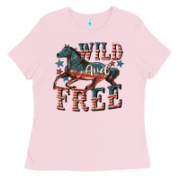 Bubblegum Pink Wild and free 4th of july Ladies Tee - CowGirlArtShop