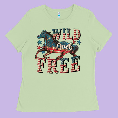 Wild And Free 4th Of July Ladies Tee Designed By Cowgirlartshop
