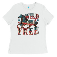 White Wild and free 4th of july Ladies Tee - CowGirlArtShop