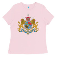 Bubblegum Pink Iran Coat of arms Flag souvenir Iranian Persian Ladies Tee - PixelFlow