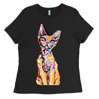 Black Colorful Cat Ladies Tee - PixelFlow