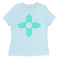 Baby Blue New Mexico Zia Sun in Turquoise Blue Ladies Tee - PixelFlow