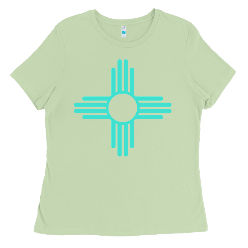 New Mexico Zia Sun In Turquoise Blue Ladies Tee by PixelFlow | Teevron