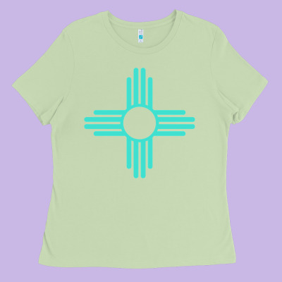 New Mexico Zia Sun In Turquoise Blue Ladies Tee Designed By Pixelflow