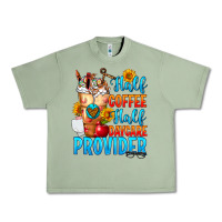 Oil Green Half coffee half daycare provider Urban Heavy Tee - FaDigitalArtStudio