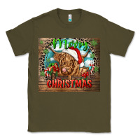 Army Green merry christmas heifer cow Classic Tee - CowGirlArtShop
