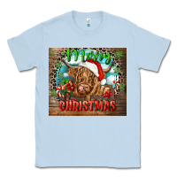 Dusty Blue merry christmas heifer cow Classic Tee - CowGirlArtShop