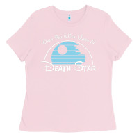 Bubblegum Pink when you wish upon a death star Ladies Tee - SnappyArt