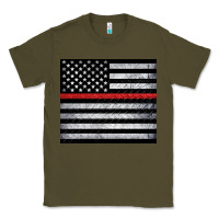 Army Green thin red line American flag metal floor Classic Tee - Artiststas