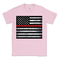 Bubblegum Pink thin red line American flag metal floor Classic Tee - Artiststas