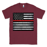 Burgundy thin red line American flag metal floor Classic Tee - Artiststas