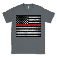 Charcoal Heather thin red line American flag metal floor Classic Tee - Artiststas