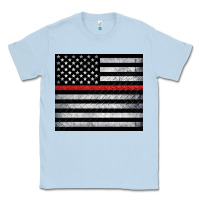 Dusty Blue thin red line American flag metal floor Classic Tee - Artiststas