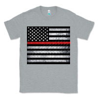Heather Grey thin red line American flag metal floor Classic Tee - Artiststas