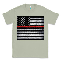 Matcha thin red line American flag metal floor Classic Tee - Artiststas