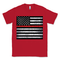 Red thin red line American flag metal floor Classic Tee - Artiststas