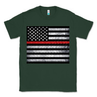Sports Green thin red line American flag metal floor Classic Tee - Artiststas